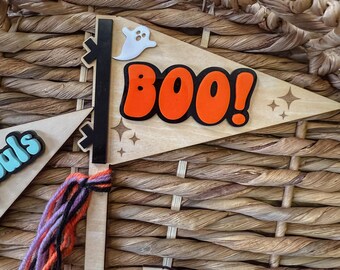 Halloween Pennant Flag Signs | Boo Basket Decorations | “Boo” | “Team Spooky” | “Let’s Go Ghouls”