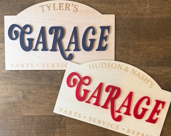 Custom Garage Name Schild: 3D Lasergraviertes Holz Schild