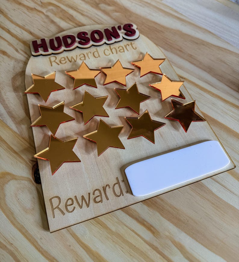 Reward Chart Lettering Personalized Magnetic Reward Chart With Gold Star Holder - Etsy