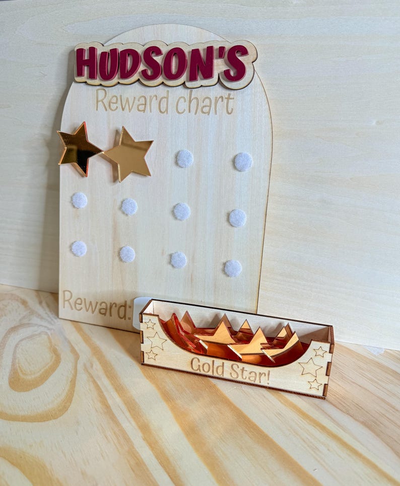 Rewards Box Lettering Personalized Magnetic Reward Chart With Gold Star Holder - Etsy