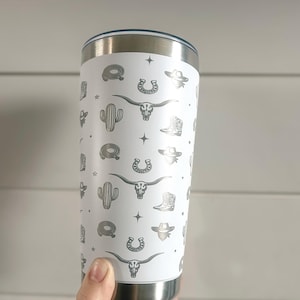 Western Engraved 20oz Tumbler: Stainless Steel Coffee Mug