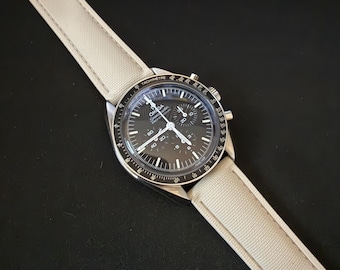 Correa de reloj de buceo premium beige caqui/blanco con cierre desplegable de caucho FKM - Rolex Omega Tudor Seiko Tag Heuer 18 mm 20 mm 21 mm 22 mm