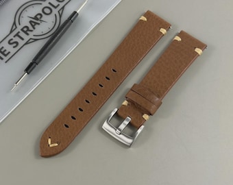 Uhrenarmband aus Leder | Uhrenband | Handgefertigte Bänder | 18mm, 19mm, 20mm, 22mm, 22mm | Antik-Braun