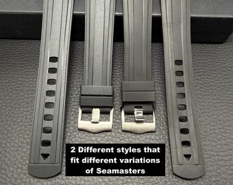 Black Omega Seamaster Diver 300 300m Compatible Premium Rubber Straps 20mm