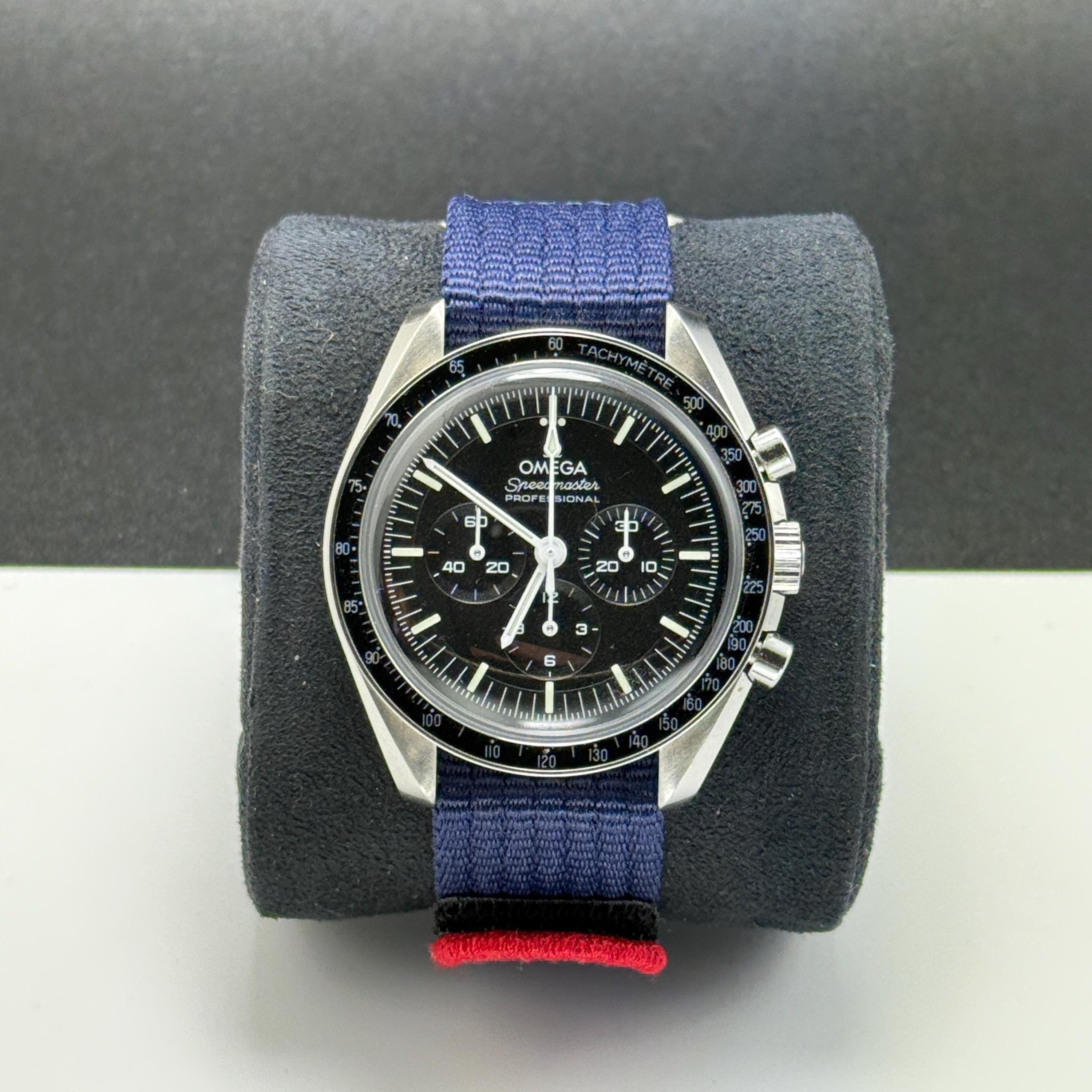 Omega Speedmaster Moonwatch Single Pass Velcro Watch Strap Blue