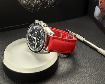 Premium Red / White Divers Watch Strap with Deployment Clasp FKM Rubber - Rolex Omega Tudor Seiko Tag Heuer 18mm 20mm 21mm 22mm