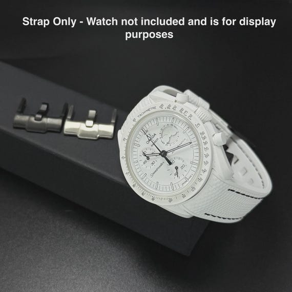 Omega X Swatch Moonswatch Rubber Strap: 20mm White/black Omega X Swatch Moonswatch Rubber Strap: 20mm White/black
