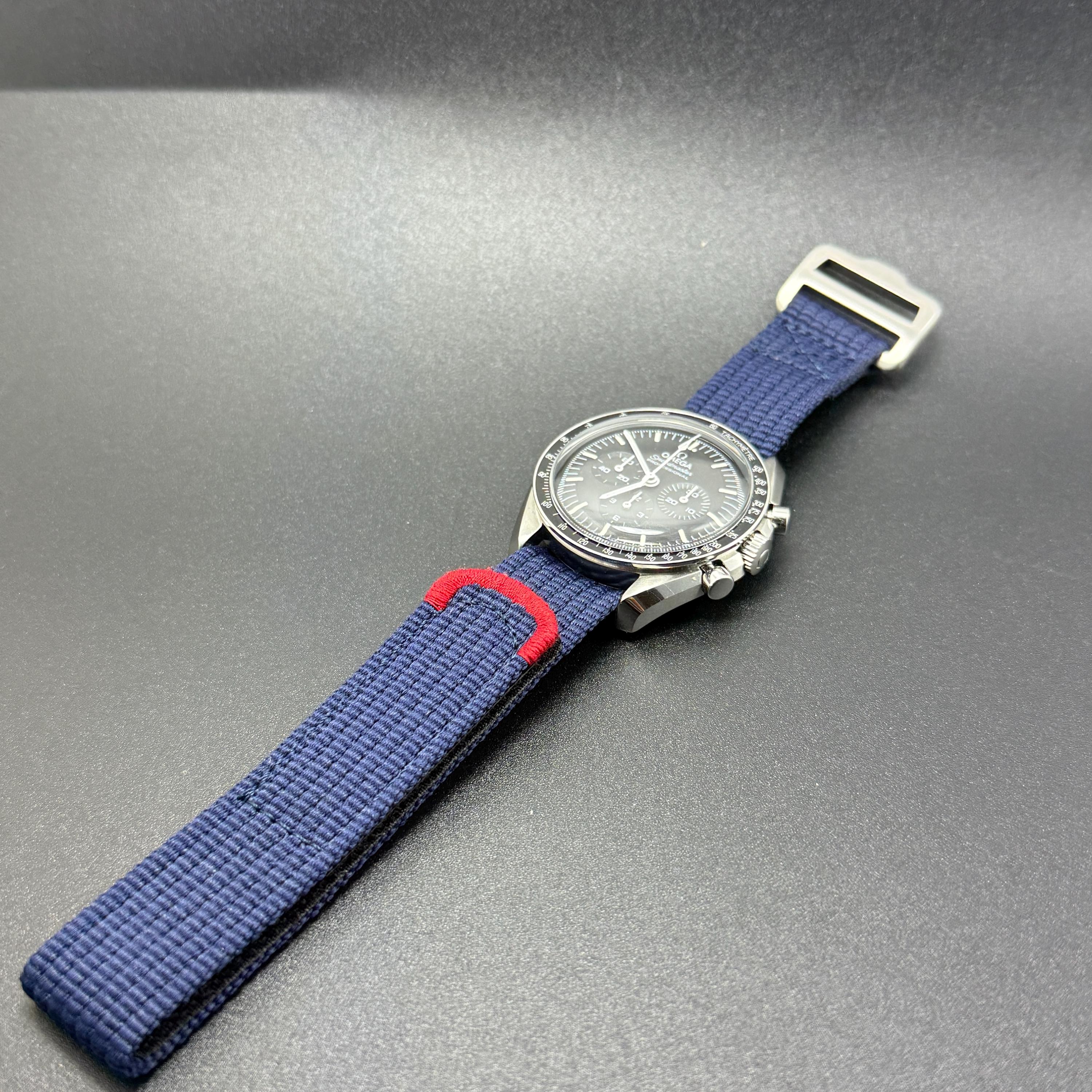 Omega Speedmaster Moonwatch Single Pass Velcro Watch Strap Blue