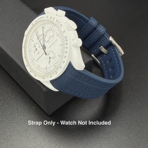 Navy Blue Textured Rubber Watch Strap - Omega x Swatch MoonSwatch 20mm