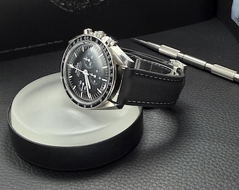 Premium Black / White Divers Watch Strap with Deployment Clasp FKM Rubber - Rolex Omega Tudor Seiko Tag Heuer 18mm 20mm 21mm 22mm