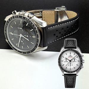 Omega Speedmaster Moonwatch Genuine Leather Perforated Racing Watch Strap Band 20mm