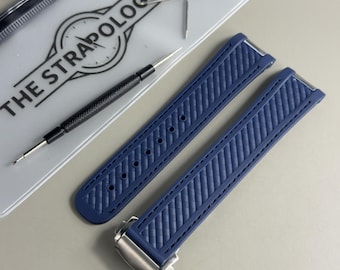 Blue Omega Aqua Terra Rubber Watch Strap: 20mm Stainless Steel Clasp