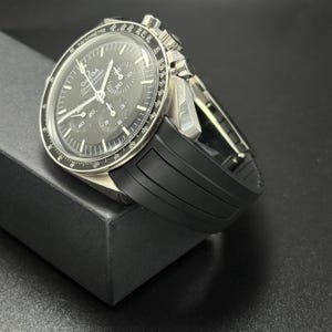 Black Rubber Strap with Stainless Steel Oysterflex Strap for Omega Speedmaster Moonwatch, Tudor, Seiko, Rolex, ETC - Fits various