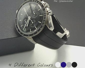 Watch Strap Band with deployment clasp for Omega Speedmaster Moonwatch - 20mm Premium Luxury Soft Rubber