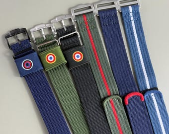 Tudor FXD Military Style Nylon Watch Strap, Ribbed Texture (22mm, Hook & Loop)