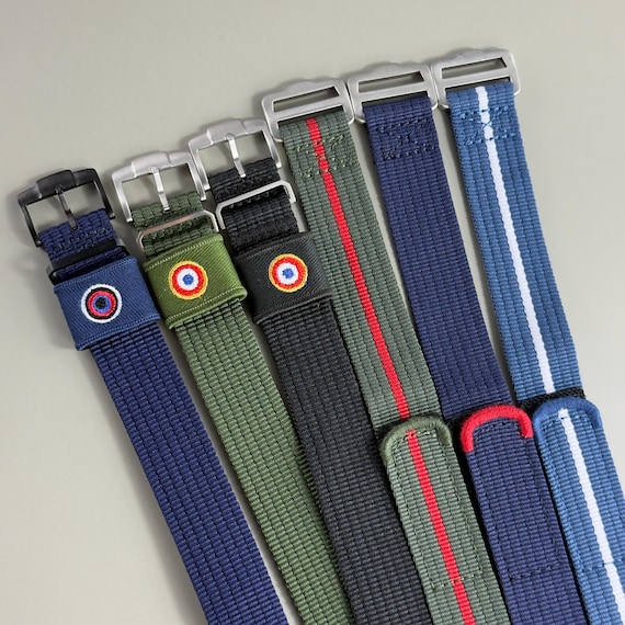 Tudor FXD Military Style Nylon Watch Strap, Ribbed Texture (22mm, Hook & Loop)