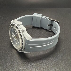 Szaro-biały gumowy pasek do zegarka Omega x Swatch MoonSwatch - 20 mm zdjęcie 4