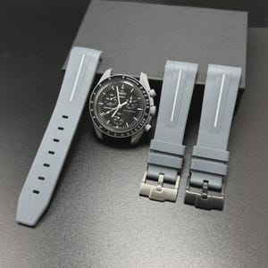 Grey/White Rubber Watch Strap for Omega x Swatch MoonSwatch - 20mm