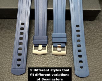 Blue Omega Seamaster Diver 300 300m Compatible Premium Rubber Straps 20mm