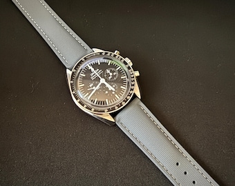 Premium Grey / White Divers Watch Strap with Deployment Clasp FKM Rubber - Rolex Omega Tudor Seiko Tag Heuer 18mm 20mm 21mm 22mm