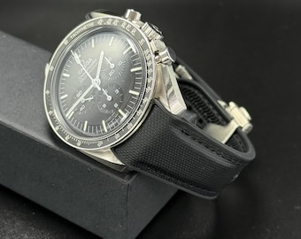 Correa de caucho para reloj Omega Speedmaster Moonwatch de 20 mm con cierre desplegable