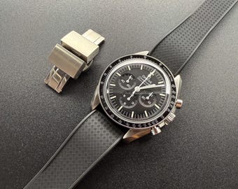 Correa de caucho FKM para reloj: 20 mm, cierre de mariposa, ajuste rápido, compatible con Omega, Tudor, Moonswatch, Citizen y Seiko.