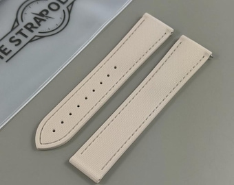 Correa de reloj de buceo premium beige caqui/blanco con cierre desplegable de caucho FKM - Rolex Omega Tudor Seiko Tag Heuer 18 mm 20 mm 21 mm 22 mm