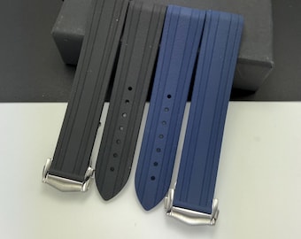 プレミアムフィットFKMラバーウォッチストラップ展開式クラスプ