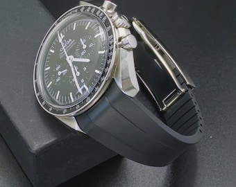 Omega Speedmaster Moonwatch and varioius other brands! - Black Rubber Strap with Stainless Steel Oysterflex Strap