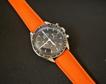Premium Orange White Divers Watch Strap with Deployment Clasp FKM Rubber - Rolex Omega Tudor Seiko Tag Heuer 18mm 20mm 21mm 22mm