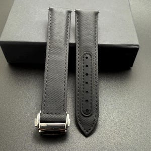 Premium Black Sailcloth Strap with Deployment Clasp and quick fit release - 20mm