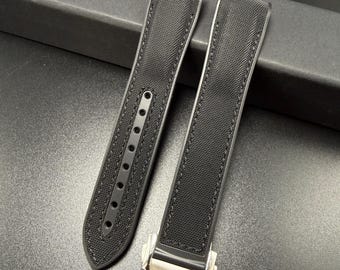 Omega Planet Ocean 600 Aftermarket Black Diver Watch Strap with Deployment Clasp 20 21 22mm