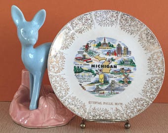 Vintage 50s Michigan Souvenir Collector Plate