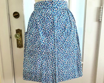 Vintage 50s-60s Shades of Blue Bubbles and Stars Half Apron New