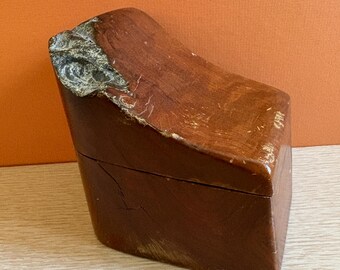 Vintage 60s-70s Asymetrical Handmade Wood Box with Lid