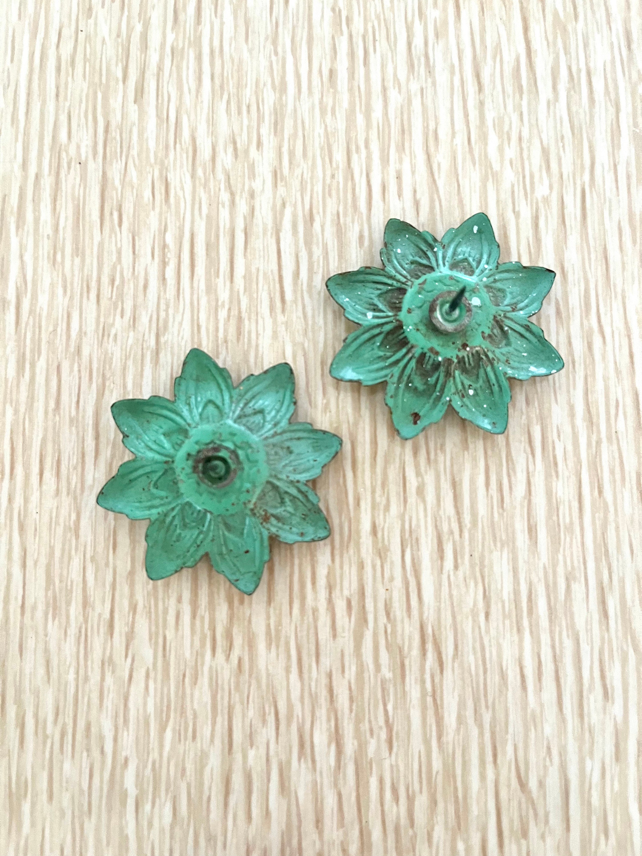 Vintage 40s50s Curtain Tie Back Pins Red Teapots or Green Flower