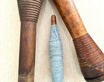 Three Vintage Industrial Wooden Bobbins