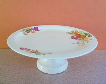 Vintage 30s Crooksville Vegetable Platter Cake Stand