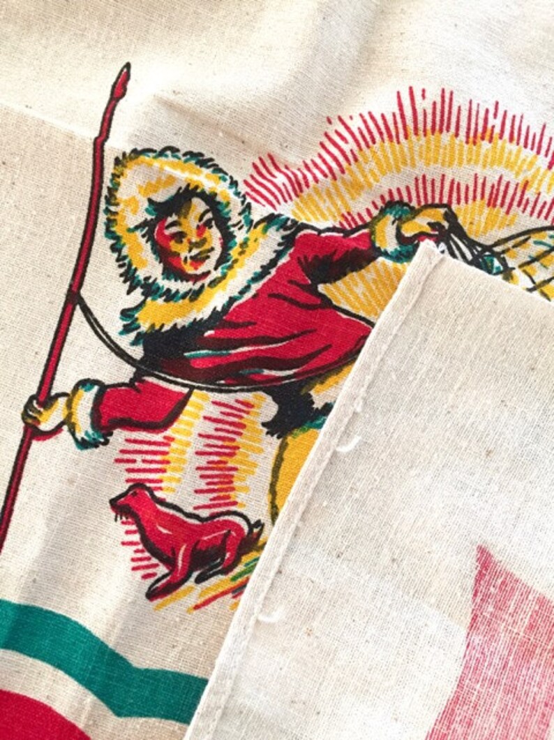 Vintage 1950s Alaska State Souvenir Tablecloth