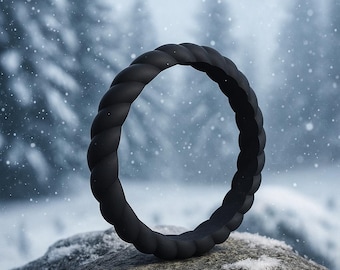 Women's 3mm Silicone Band: Twist Design, Pack of 2