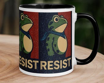 Taza Portland Frog: Taza de cerámica, café y té, Arte de la Resistencia