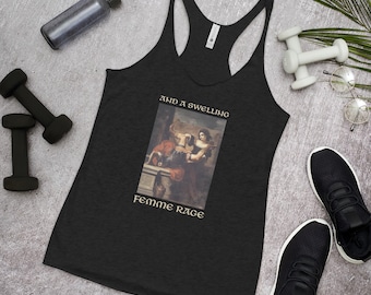 Eine anschmiegsame Femme Rage, Racerback, Raw Edge Nähte, Tank Top