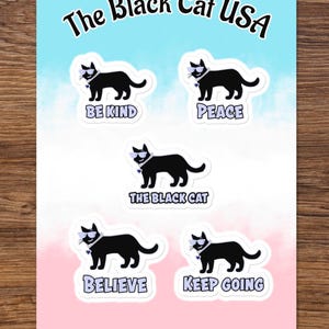 Feuille d'autocollants Le chat noir, autocollants chat, jolies décorations de chat, autocollants chat pour ordinateur portable, autocollants de coque de téléphone chat