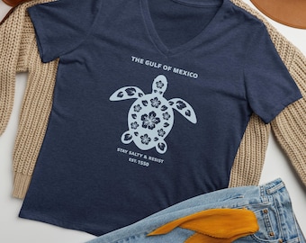 Gulf of Mexico V-Neck Shirt: Soft Combed Cotton, Subtle Protest T-Shirt