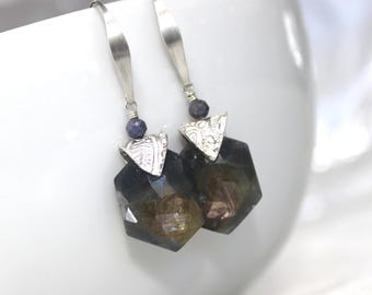 Handmade Blue Silk Sapphire Earrings: Fine and Sterling Silver