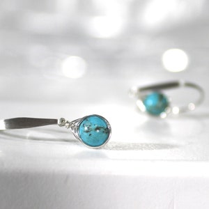 Turquoise Earrings, Sterling Silver, Blue Green Turquoise Earrings, Natural Arizona Turquoise, Blue Earrings, December Birthstone - Blues