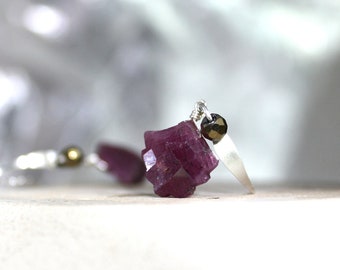 Natural Ruby Sterling Silver Earrings: July Birthstone Jewelry