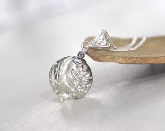 Fine Silver Full Moon Necklace, Sterling Silver, 2 sided