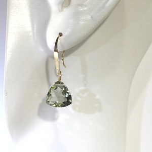 Green Amethyst Earrings, Prasiolite, Gold Earrings, Natural Green Amethyst, Pale Green Earrings, AAA Natural Gemstone, Sage Spring Rain image 5