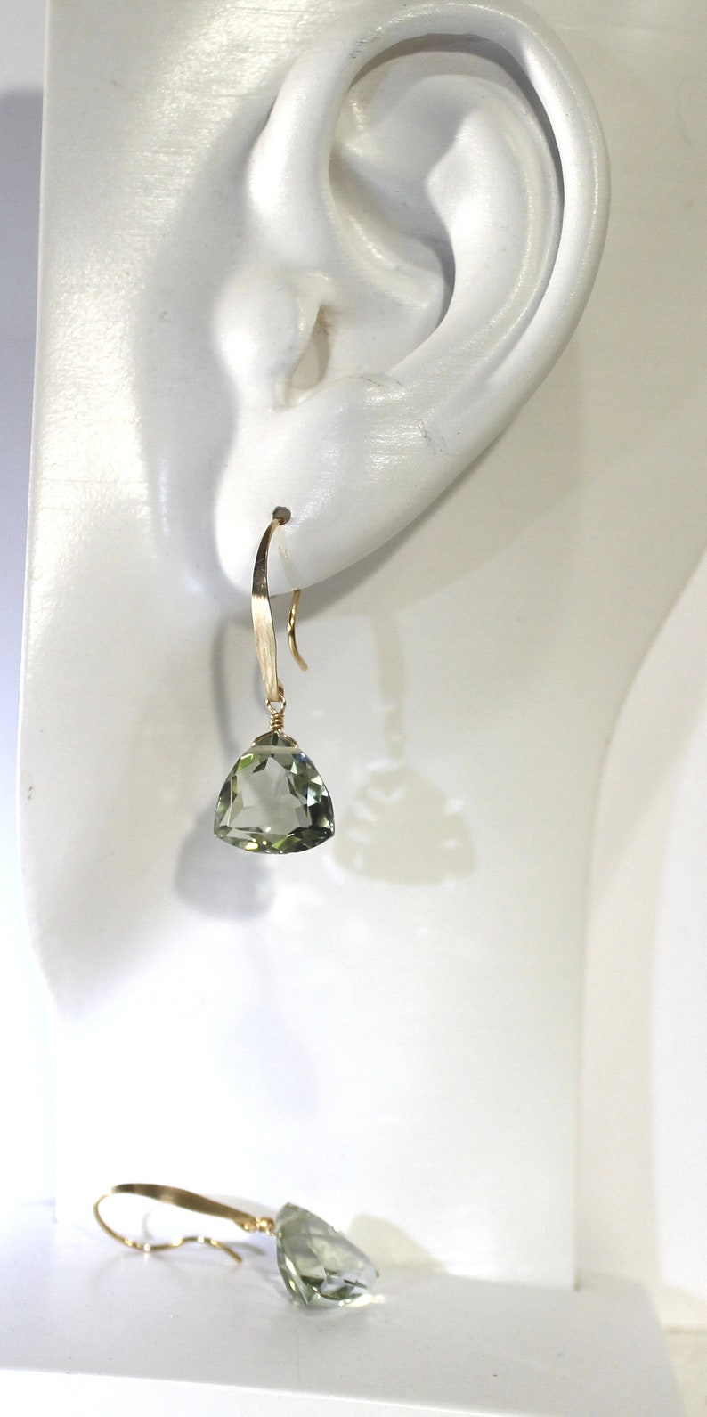 Green Amethyst Earrings, Prasiolite, Gold Earrings, Natural Green Amethyst, Pale Green Earrings, AAA Natural Gemstone, Sage Spring Rain image 5